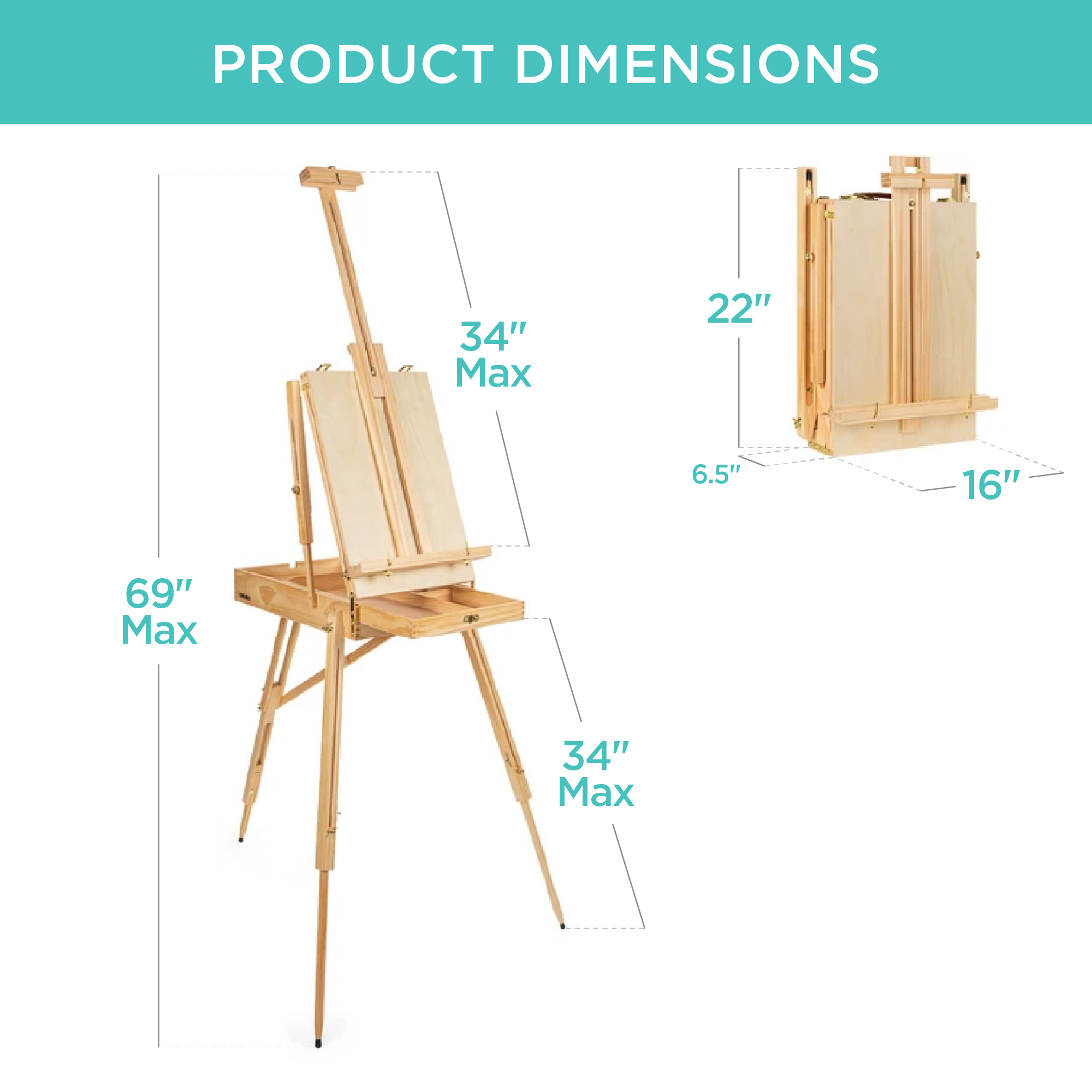 Best Choice Products Portable Wooden French Easel w/ Beginners Kit 32pc