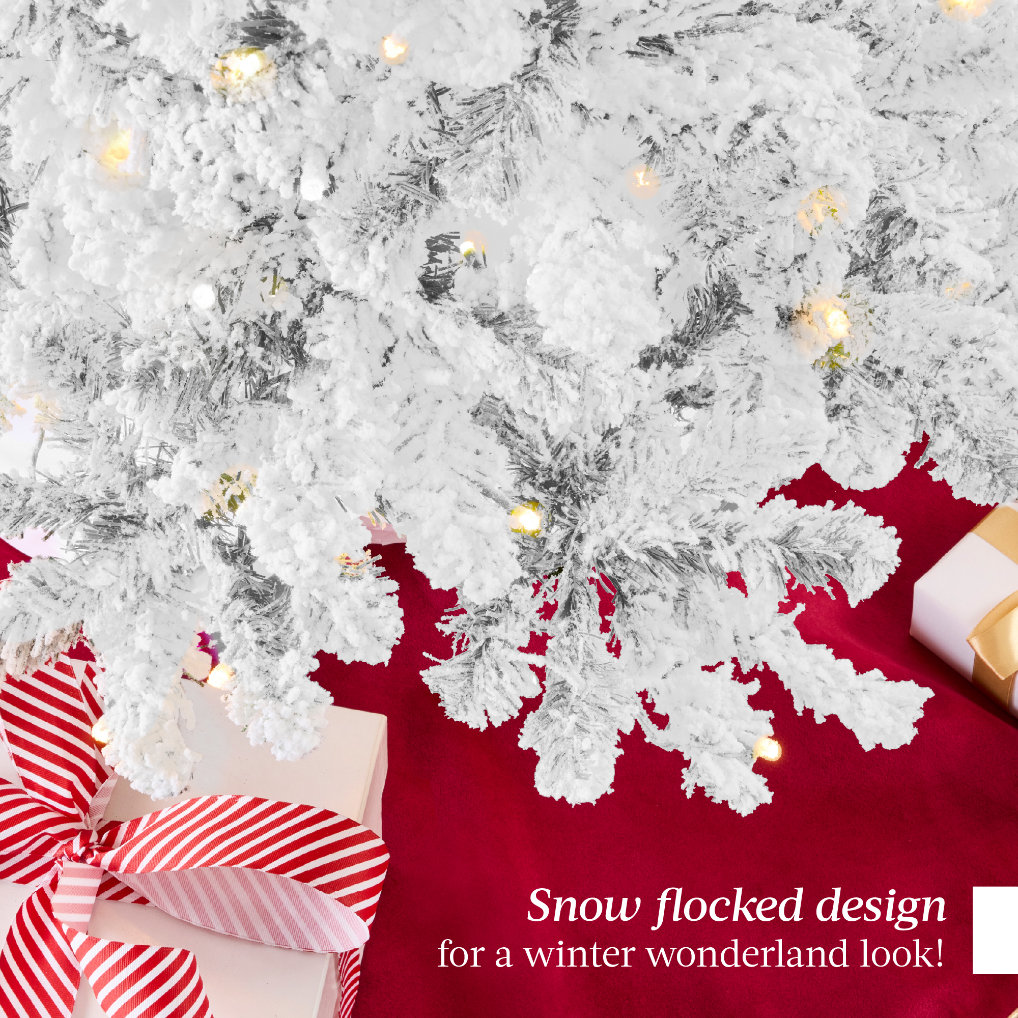 Best Choice Products Pre-Lit Snow Flocked Artificial Pine Tree 2-in-1 Lights