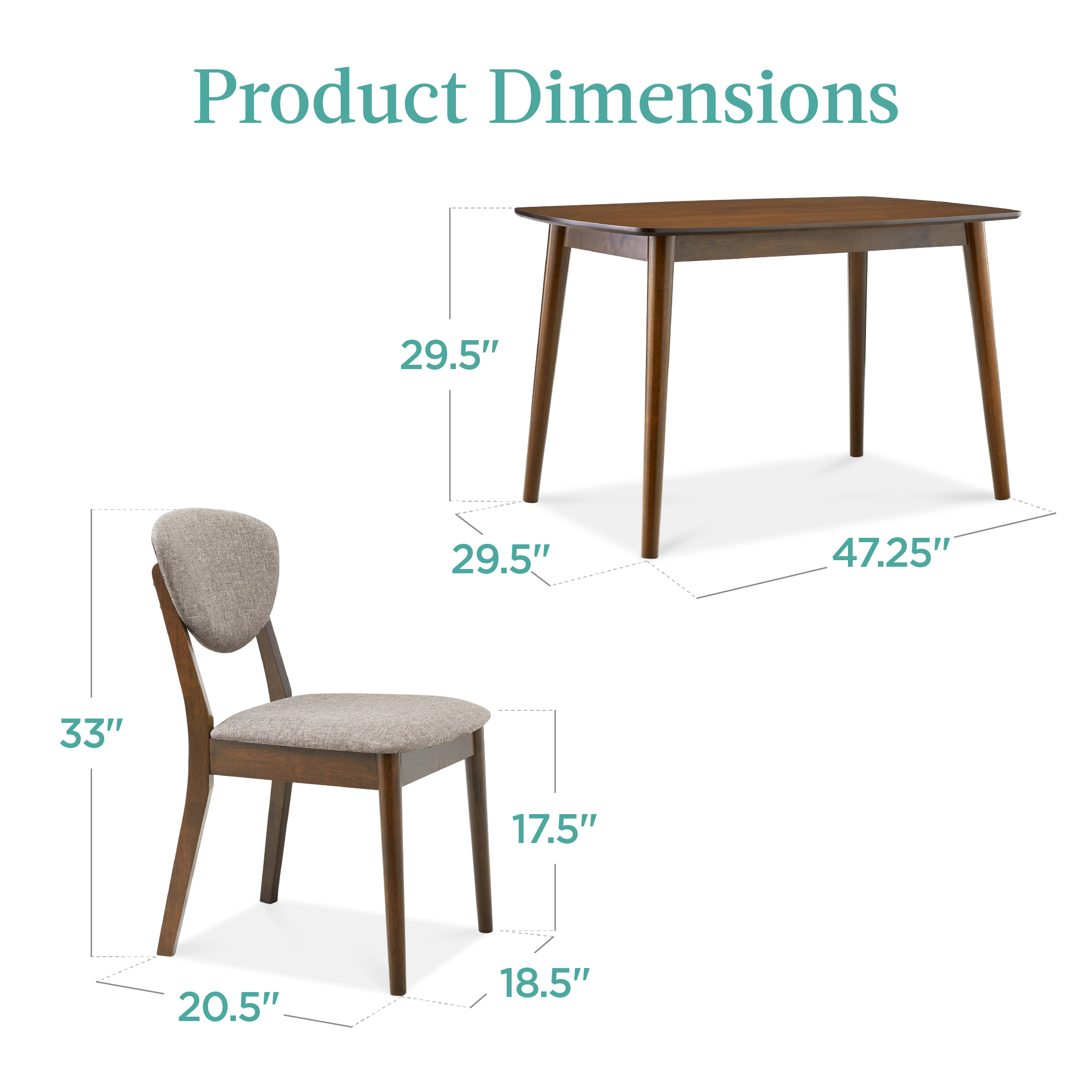 Best Choice Products 5-Piece Wooden Mid-Century Dining Set 4 Chairs Padded Seat