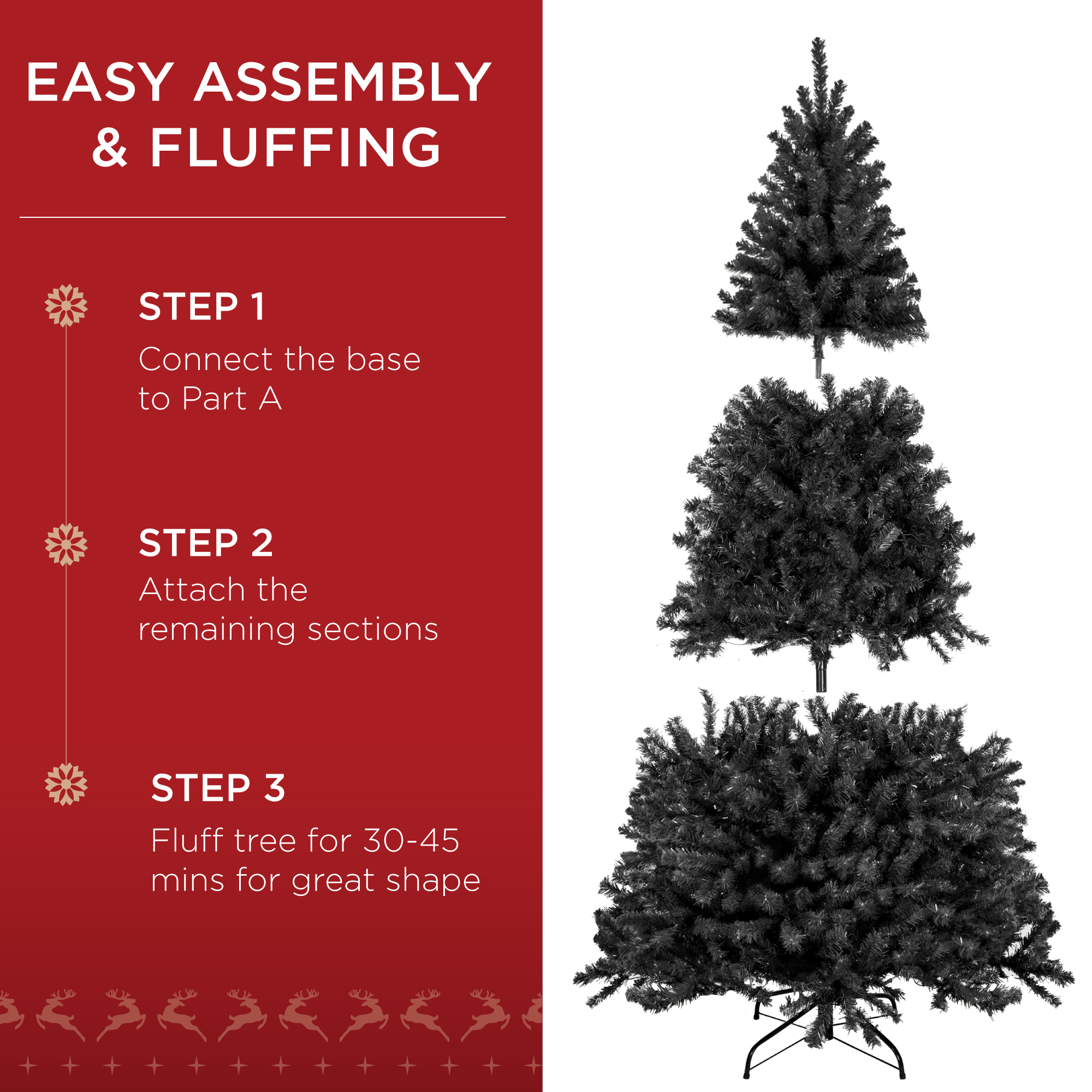 Best Choice Products Unlit Artificial Spruce Tree w/Easy Assembly Black