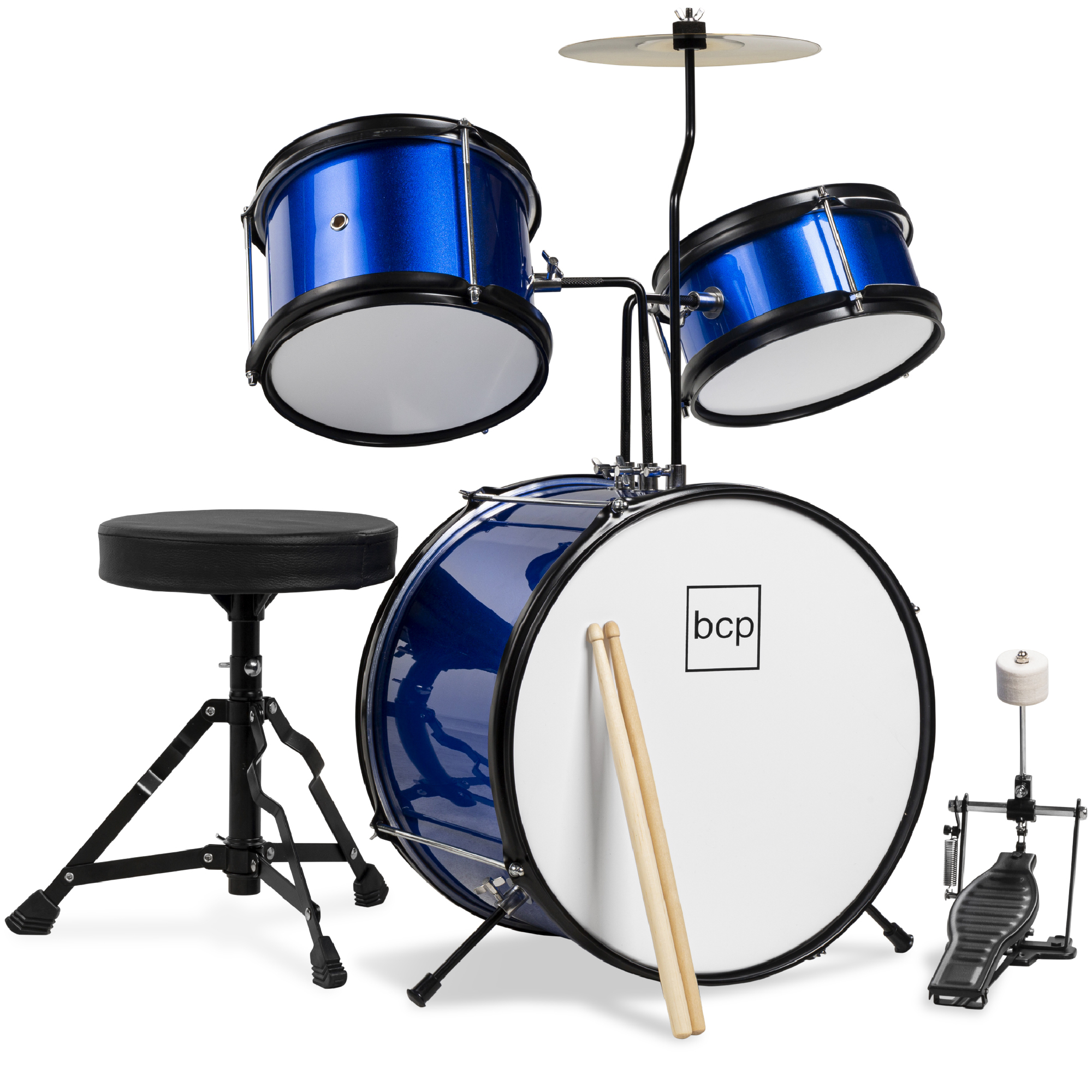 Best Choice Products Kids Beginner 3-Piece Drum Musical Instrument Set Sticks