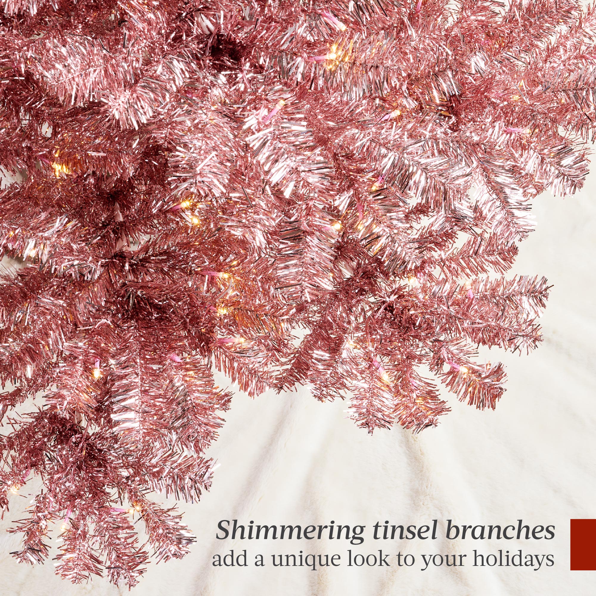 Best Choice Products Prelit Artificial Tinsel Christmas Tree Foldable Stand Pink