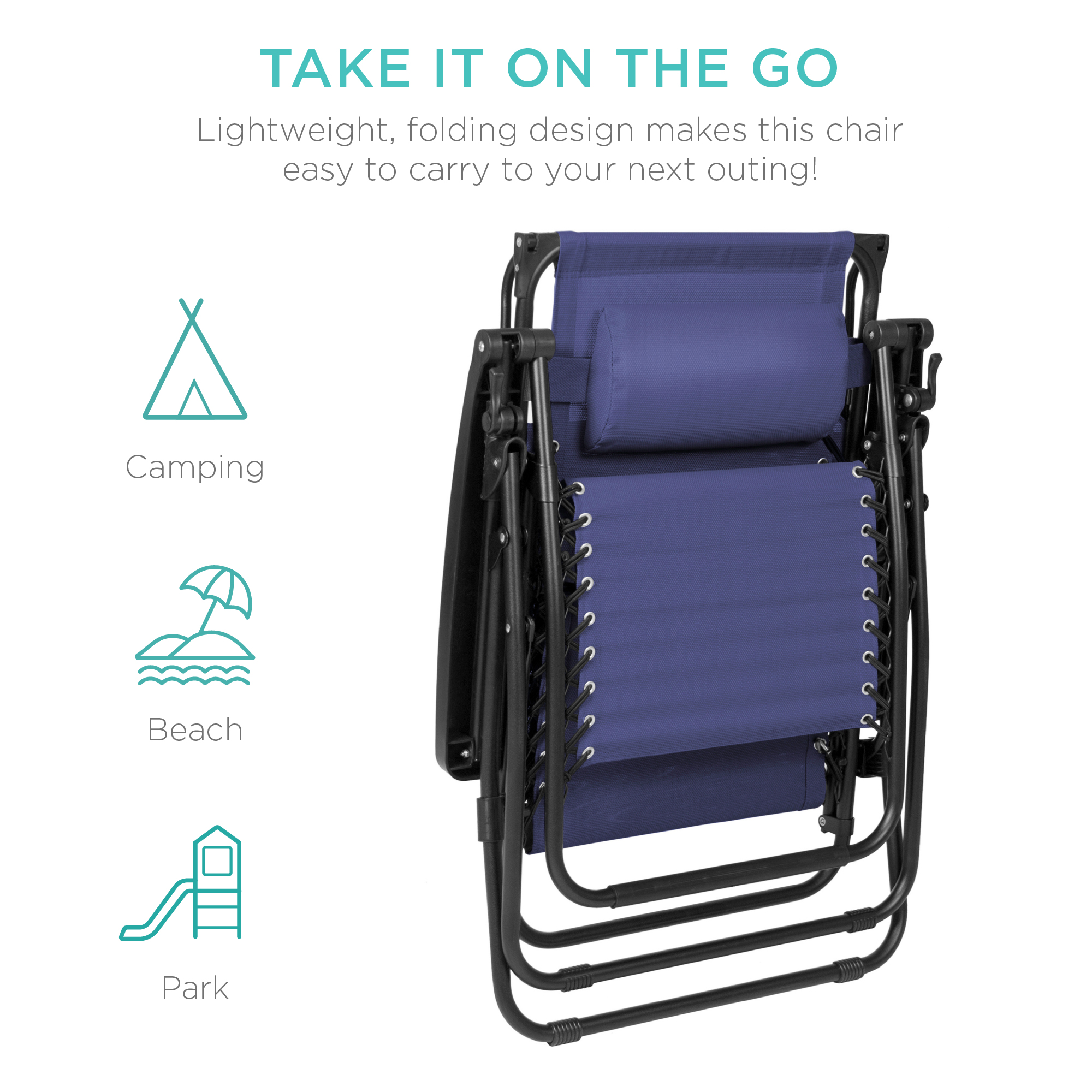 Best Choice Products Folding Zero Gravity Recliner Lounge Chair Canopy Side Tray