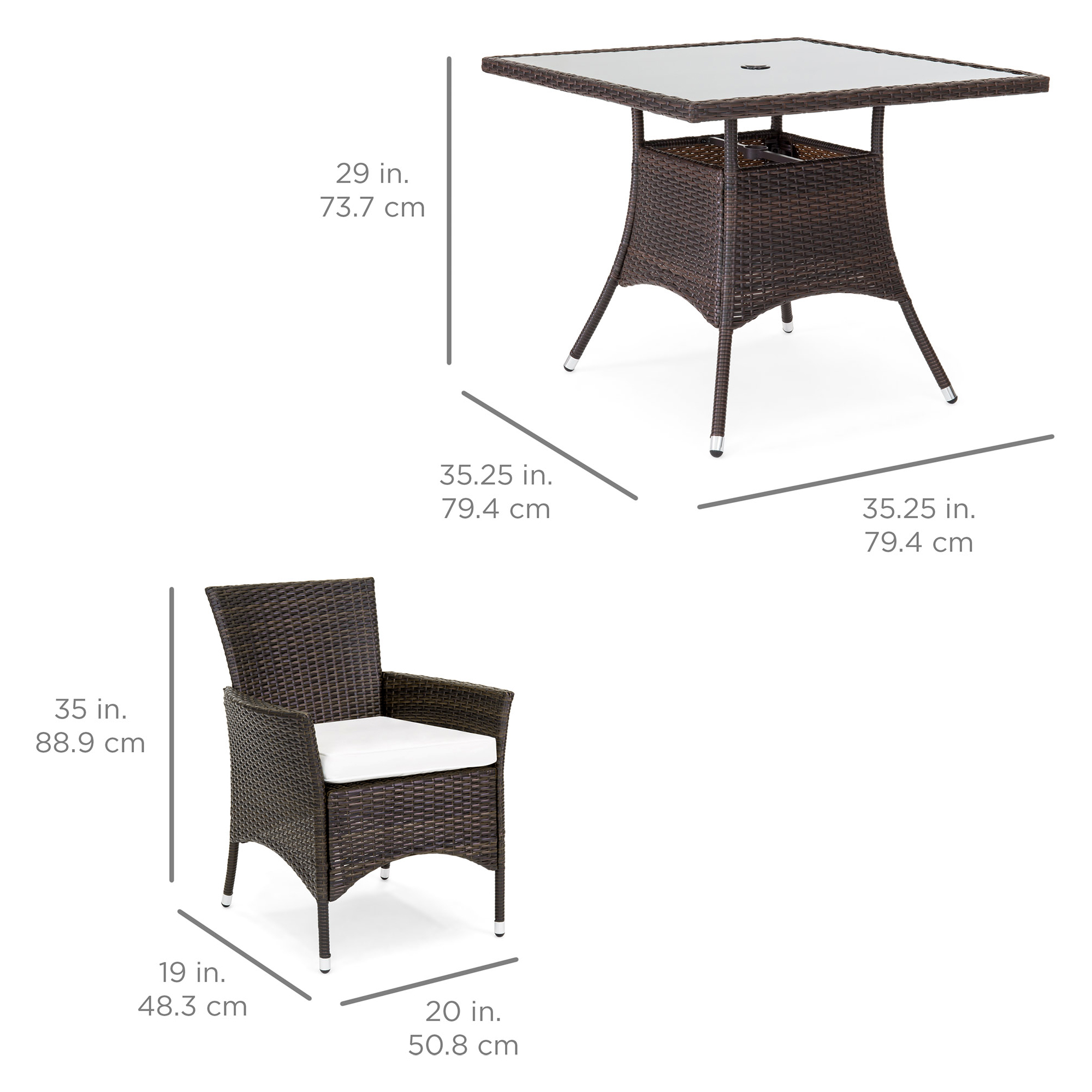 Best Choice Products 5-Piece Wicker Dining Table Set w/ 4 Chairs