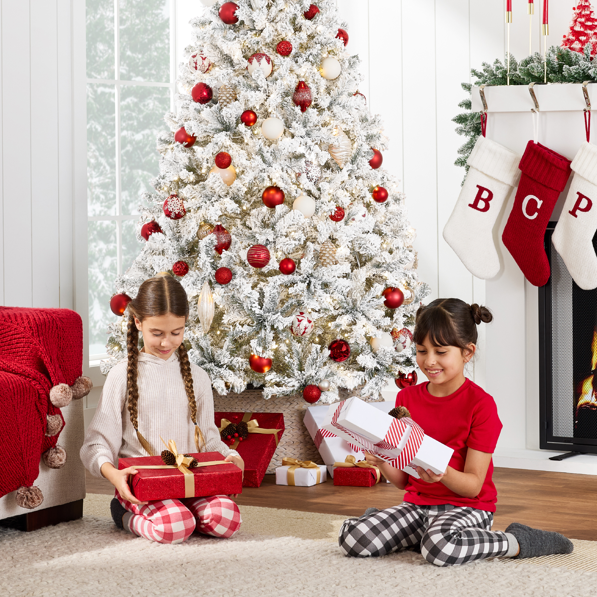 Best Choice Products Pre-Lit Snow Flocked Artificial Pine Tree 2-in-1 Lights