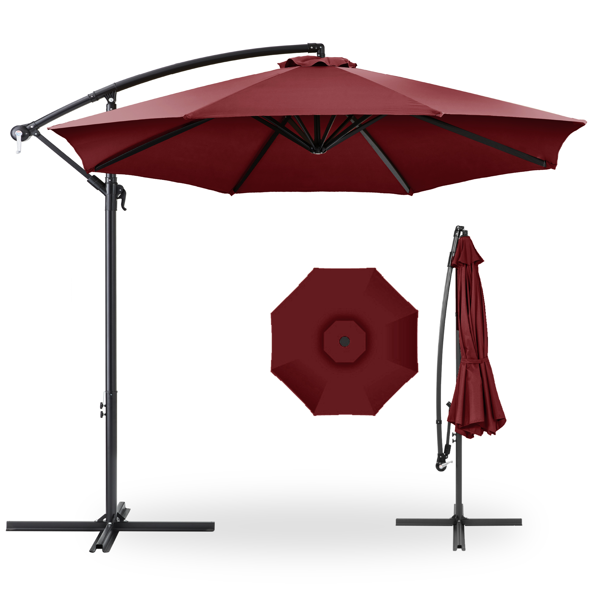 country boy patio umbrella Ins French Country Beige Striped Rectangular Scalloped Patio Umbrella