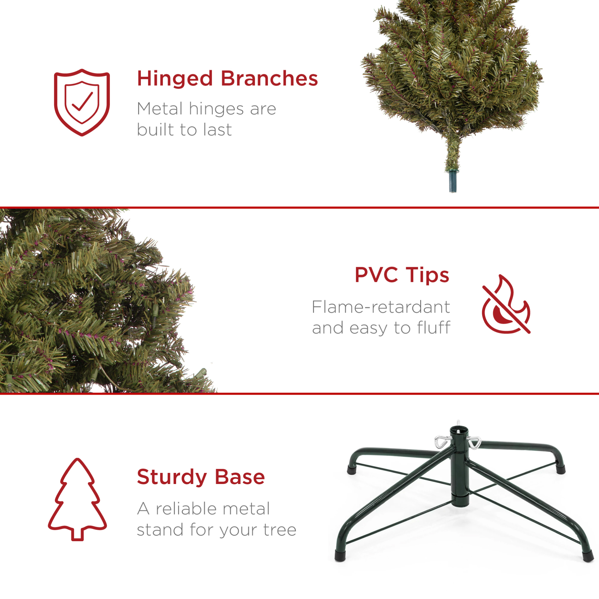 Best Choice Products Unlit Artificial Spruce Tree w/Easy Assembly Green
